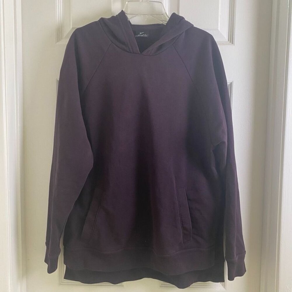 Nike Dri Fit Hoodie Sweatshirt Eggplant Purple Size Medium Side Slit. B24